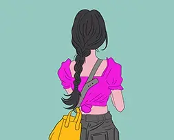 Digital character illustration by graphic design student focusing on color harmony and form