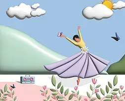 Conceptual illustration of a dancer by graphic design student showcasing motion and composition