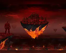 Fantasy floating city image manipulation designed by graphic design student